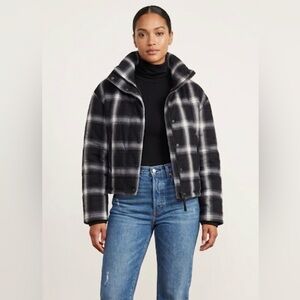 Evereve Lucy Women's Plaid Cropped Jacket Size XS Quilted Insulated
